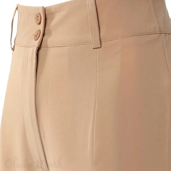 NWT Wide leg ruched tan pants. Super cute! Never worn. - Picture 6 of 9
